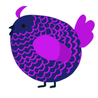A navy and amethyst chicken with a lace pattern