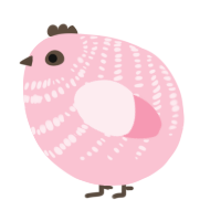 A rose chicken with a bar pattern