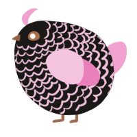 A sable and pink chicken with a lace pattern