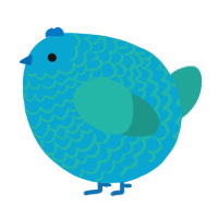 A cerulean and turquoise chicken with a lace pattern