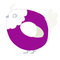 A plum and white chicken with a head pattern