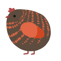 A bark and vermilion chicken with a bar pattern