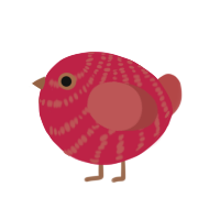A crimson and red chicken with a bar pattern