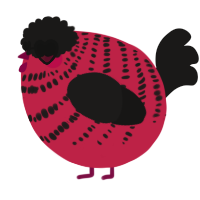 A crimson and sable chicken with a bar pattern