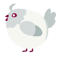 A white and silver chicken with a head pattern