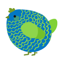 A sapphire and grass chicken with a lace pattern
