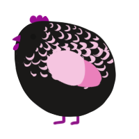 A sable and pink chicken with a half-lace pattern