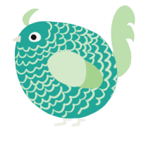 A turquoise and gluppy chicken with a lace pattern