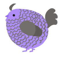 A lilac and grey chicken with a lace pattern