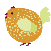 A orange and lemon chicken with a speckle pattern
