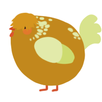 A ochre and lemon chicken with a neck-speckle pattern