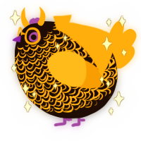 A black and gold chicken with a double-lace pattern
