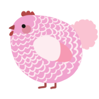 A pink and rose chicken with a lace pattern