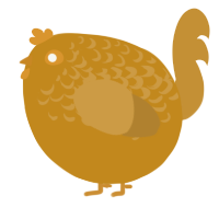 A ochre and gold chicken with a half-lace pattern