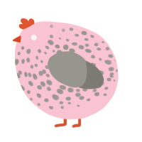 A rose and ash chicken with a speckle pattern