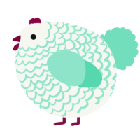 A white and mint chicken with a lace pattern