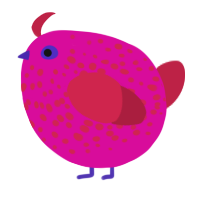 A fuchsia and crimson chicken with a speckle pattern