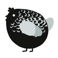 A black and silver chicken with a half-lace pattern