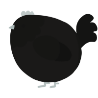 A sable and black chicken with a head pattern