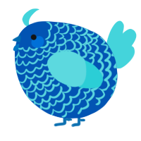 A ultramarine and aqua chicken with a lace pattern