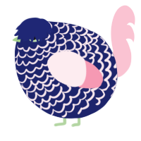 A navy and rose chicken with a lace pattern