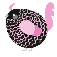 A sable and pink chicken with a lace pattern