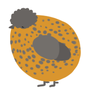 A orange and grey chicken with a speckle pattern