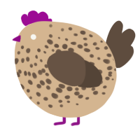 A beige and bark chicken with a speckle pattern