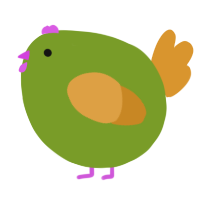 A chartreuse and orange chicken