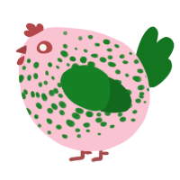 A rose and leaf chicken with a speckle pattern
