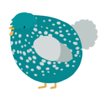 A teal and silver chicken with a speckle pattern