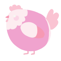 A pink and rose chicken with a head pattern