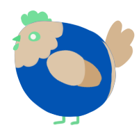 A ultramarine and beige chicken with a head pattern