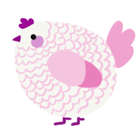 A white and pink chicken with a lace pattern