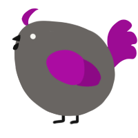 A grey and plum chicken