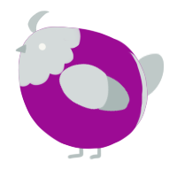 A plum and silver chicken with a head pattern