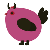 A violet and black chicken