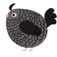 A grey and sable chicken with a lace pattern