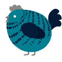 A sea and tumblr chicken with a bar pattern