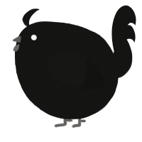 A black chicken with a lace pattern