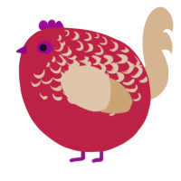 A crimson and beige chicken with a half-lace pattern