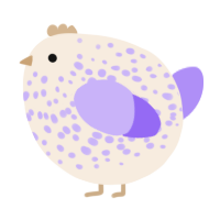 A cream and lilac chicken with a speckle pattern