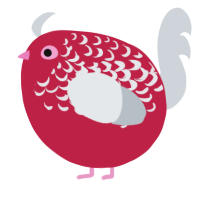 A crimson and mist chicken with a half-lace pattern
