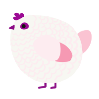 A white and rose chicken with a lace pattern