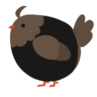 A sable and bark chicken with a head pattern