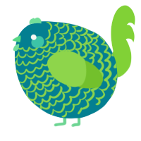 A sea and grass chicken with a lace pattern