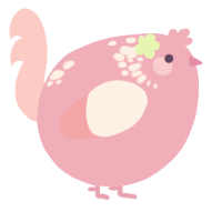 A pink and rose chicken with a neck-speckle pattern