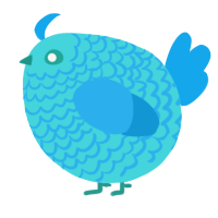 A aqua and sky chicken with a lace pattern