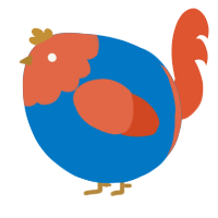 A sapphire and vermilion chicken with a head pattern