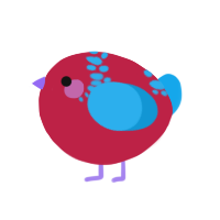 A crimson and sky chicken with a neck-speckle pattern